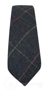 Moške tvidaste kravate Marc Darcy z vzorcem ribje kosti, klasične vintage retro, Eton, temno modre