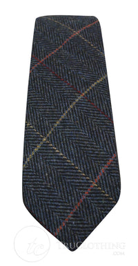 Moške tvidaste kravate Marc Darcy z vzorcem ribje kosti, klasične vintage retro, Eton, temno modre