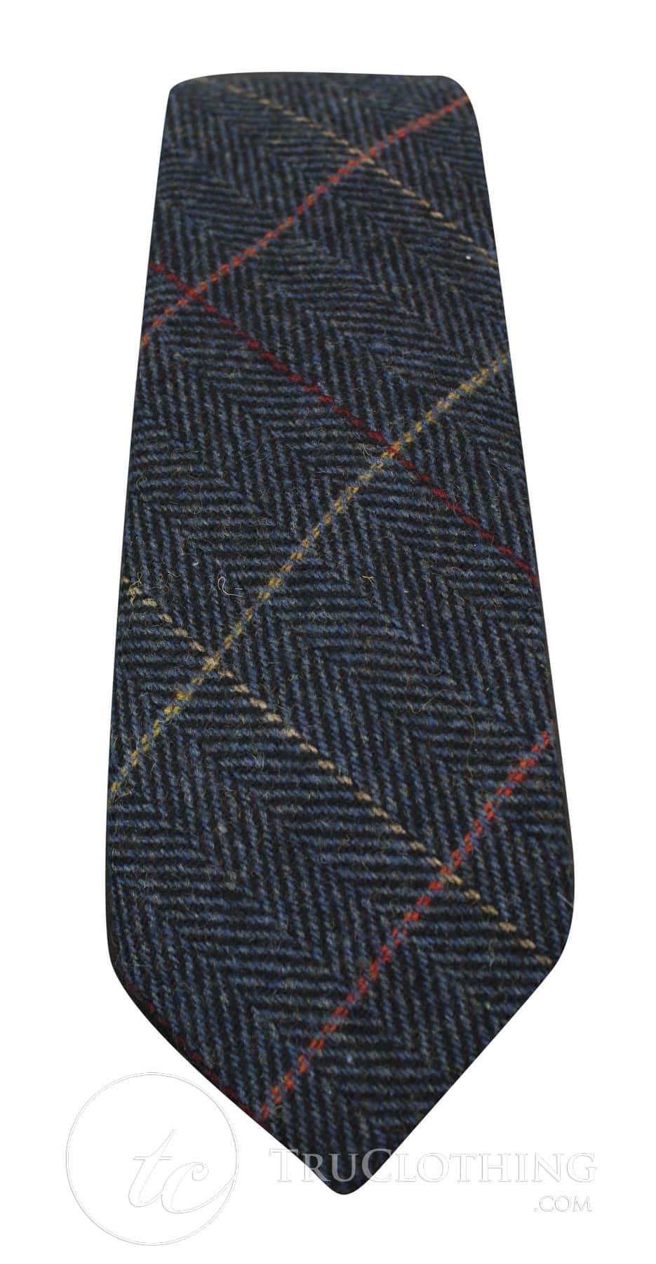 Moške tvidaste kravate Marc Darcy z vzorcem ribje kosti, klasične vintage retro, Eton, temno modre