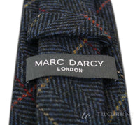 Moške tvidaste kravate Marc Darcy z vzorcem ribje kosti, klasične vintage retro, Eton, temno modre