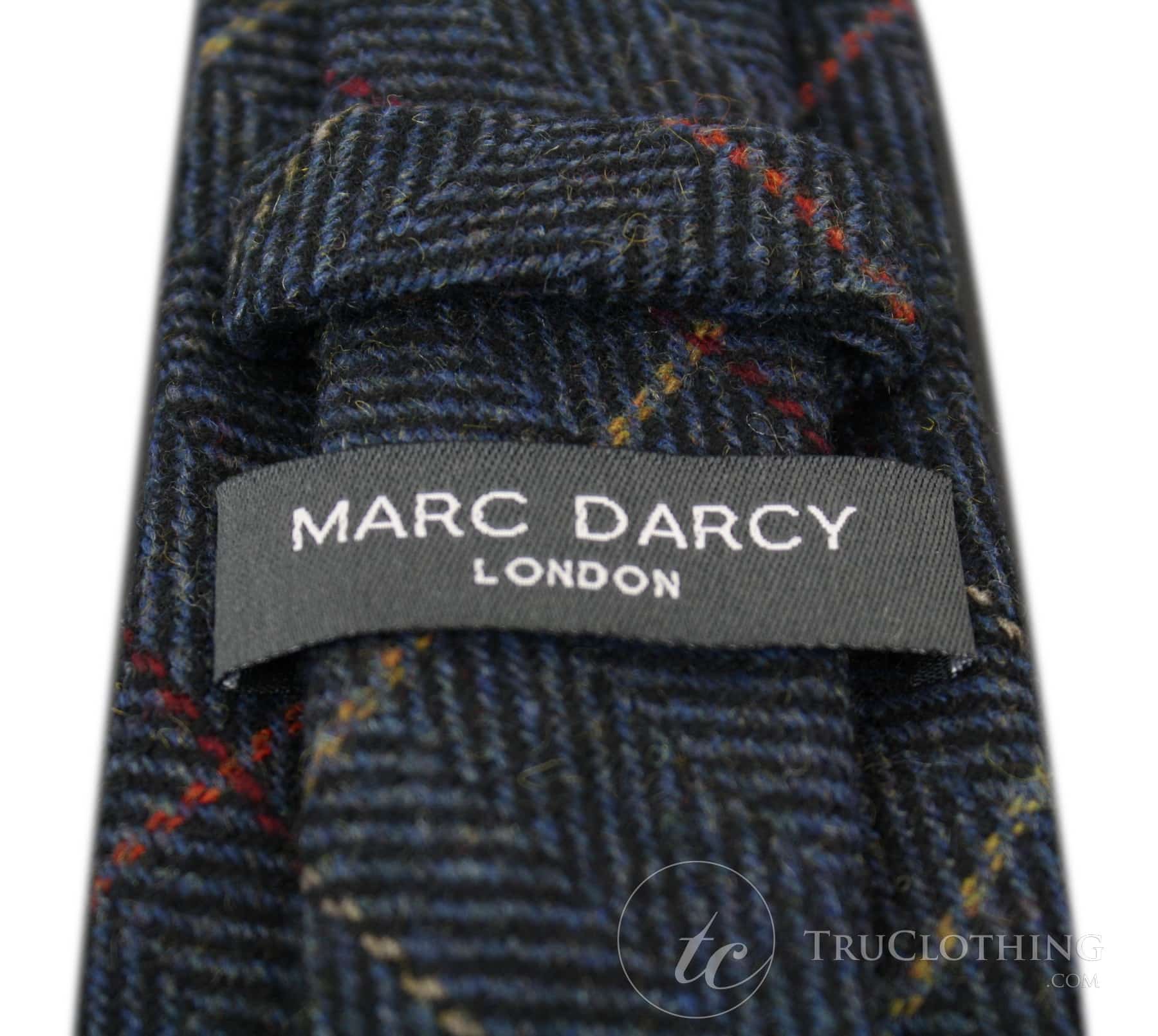 Moške tvidaste kravate Marc Darcy z vzorcem ribje kosti, klasične vintage retro, Eton, temno modre