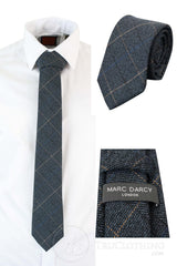 Moške tvidaste kravate Marc Darcy z vzorcem ribje kosti, klasične vintage retro, modre, Scott