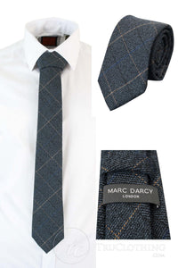 Moške tvidaste kravate Marc Darcy z vzorcem ribje kosti, klasične vintage retro, modre, Scott