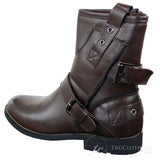 Moški gležnjarji z zadrgo, punk rock, goth, emo, rjavi in črni usnjeni z zaponko