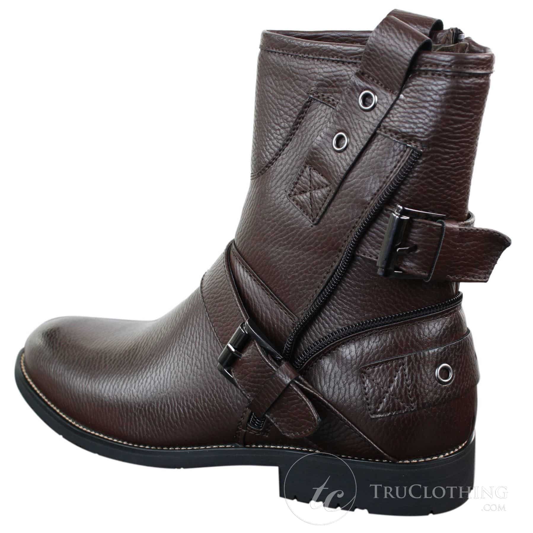 Moški gležnjarji z zadrgo, punk rock, goth, emo, rjavi in črni usnjeni z zaponko