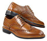 Moški čevlji Oxford Brogue z vezalkami, usnjeni Goodyear Welted, rjavi, bordo