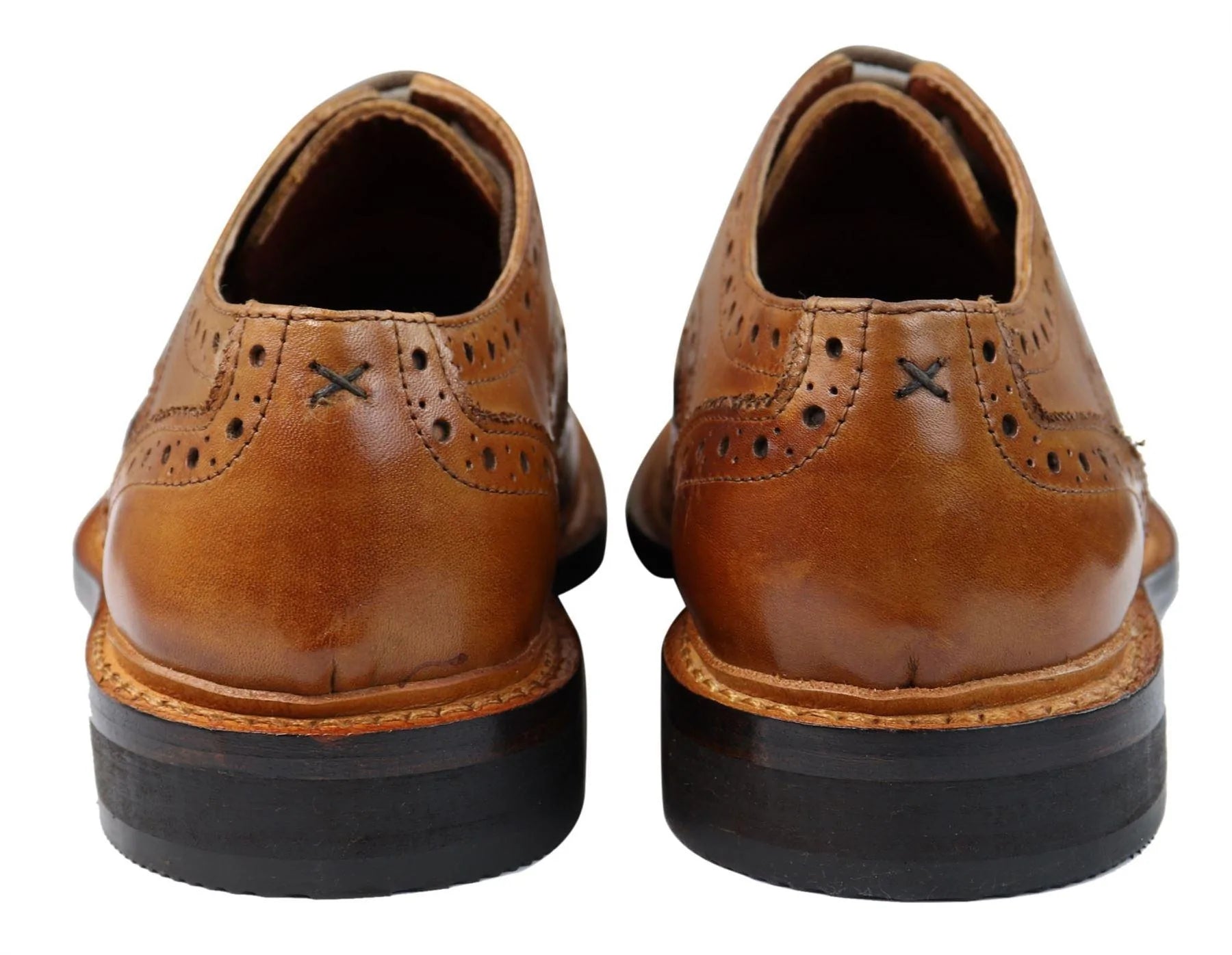 Moški čevlji Oxford Brogue z vezalkami, usnjeni Goodyear Welted, rjavi, bordo