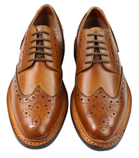 Moški čevlji Oxford Brogue z vezalkami, usnjeni Goodyear Welted, rjavi, bordo