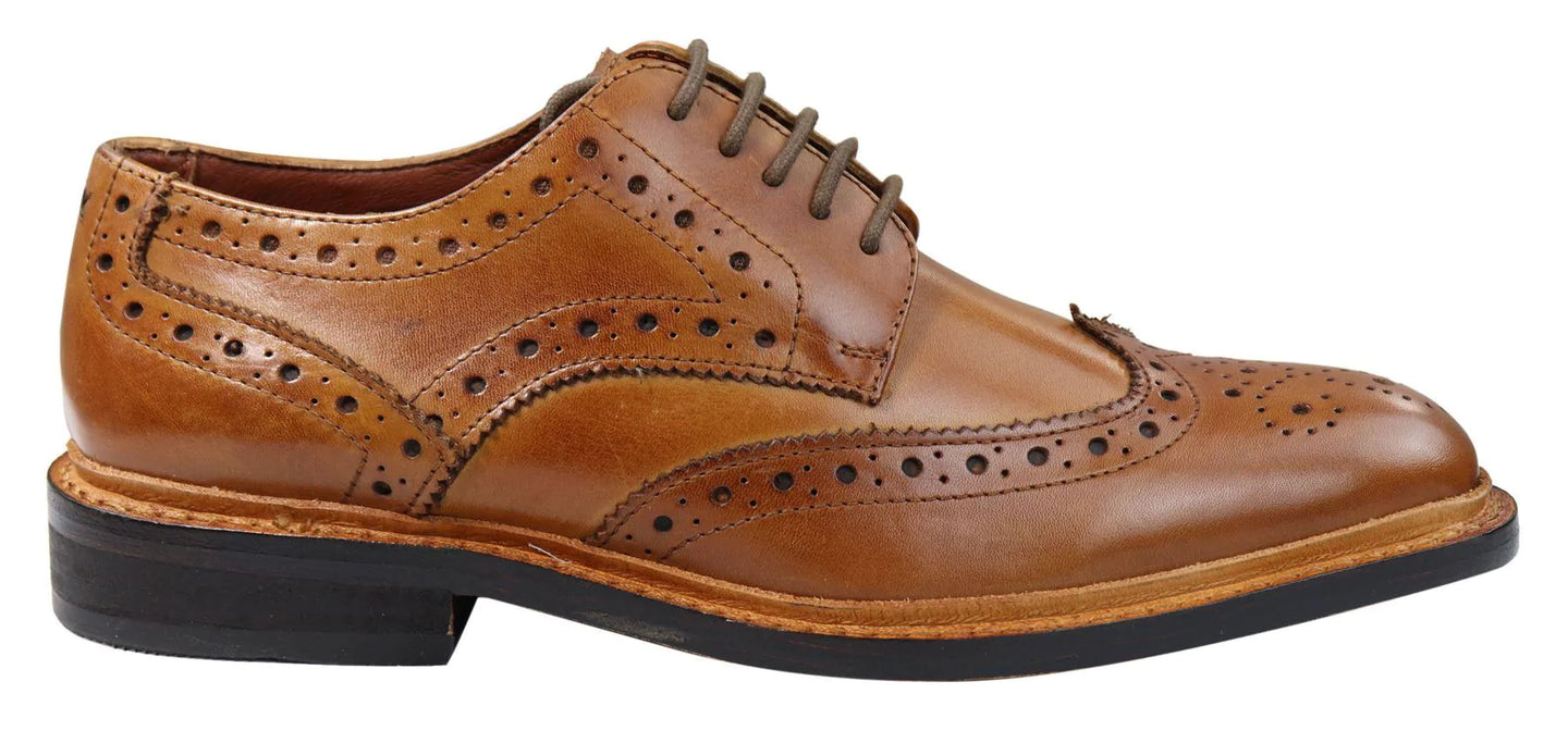 Moški čevlji Oxford Brogue z vezalkami, usnjeni Goodyear Welted, rjavi, bordo