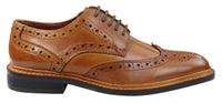 Moški čevlji Oxford Brogue z vezalkami, usnjeni Goodyear Welted, rjavi, bordo