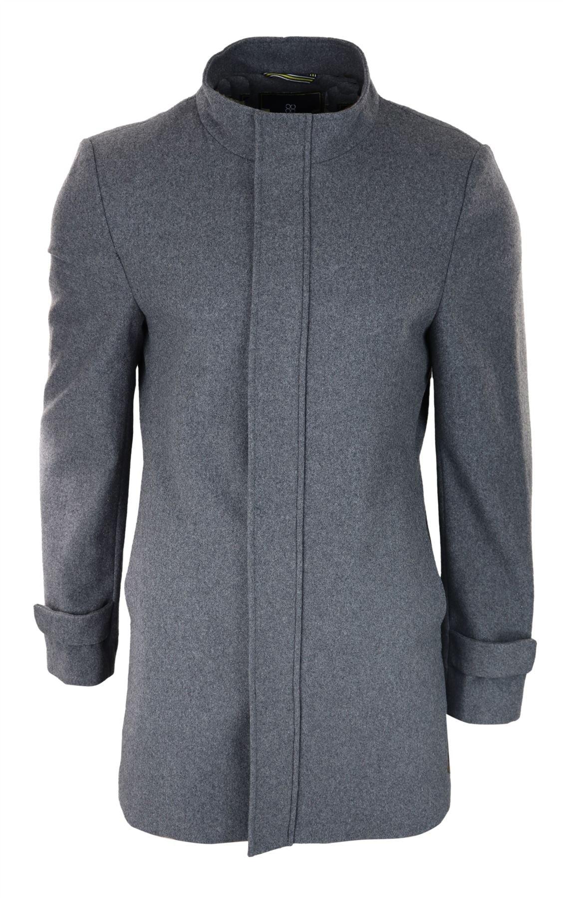 Moški 3/4 dolg plašč, siva jakna, plašč s snemljivo kapuco, elegantno-ležerno, zimsko-toplo volneno