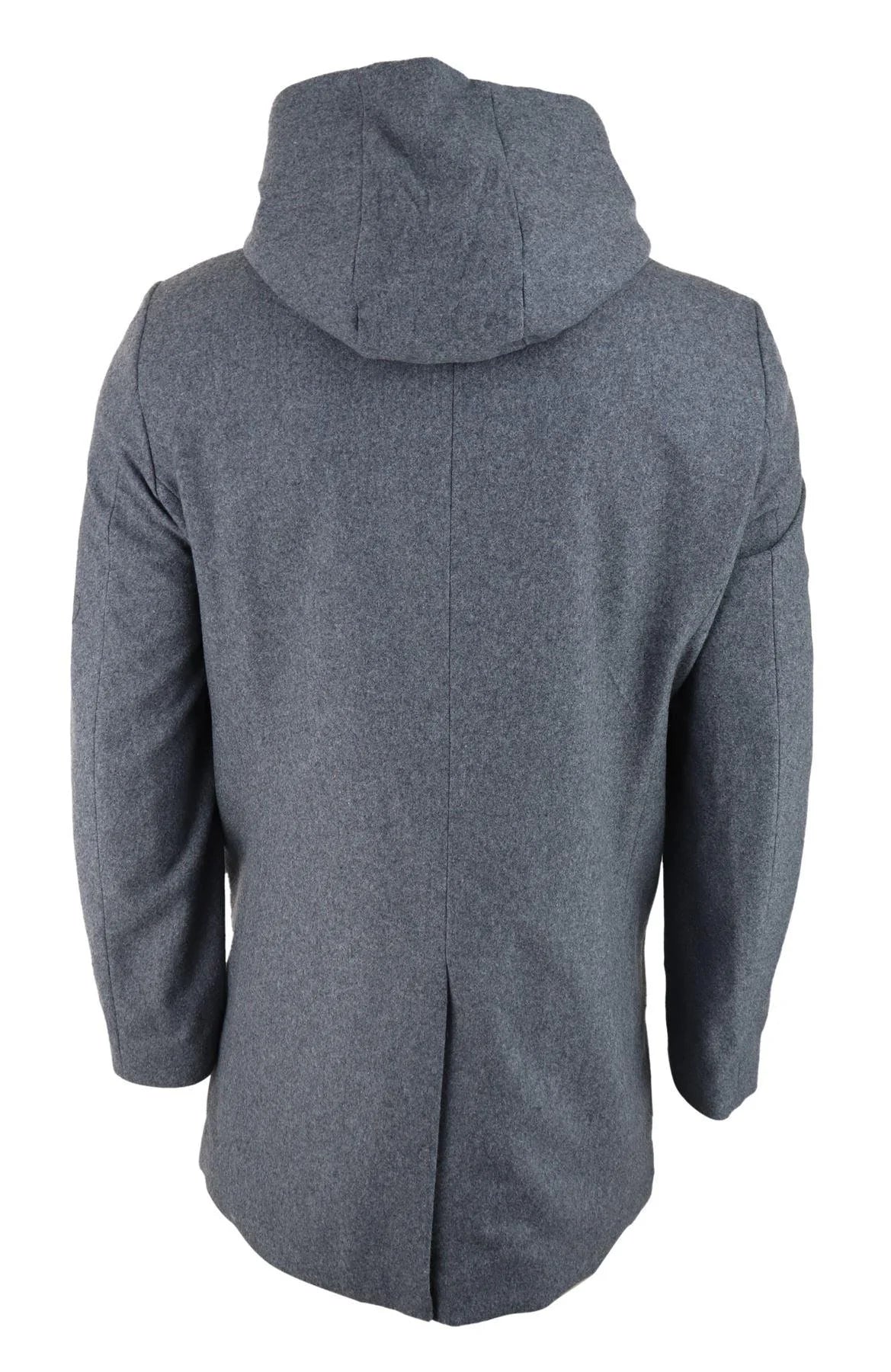 Moški 3/4 dolg plašč, siva jakna, plašč s snemljivo kapuco, elegantno-ležerno, zimsko-toplo volneno