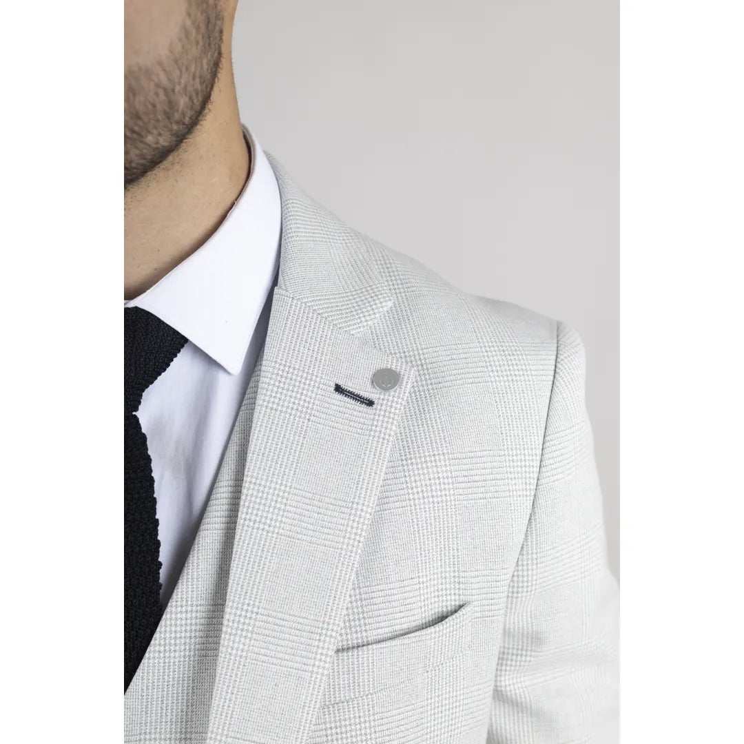 Miller - Moški siv karoiran blazer krojenega kroja