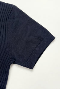 Moška pletena polo majica z zadrgo v mornarsko modri barvi