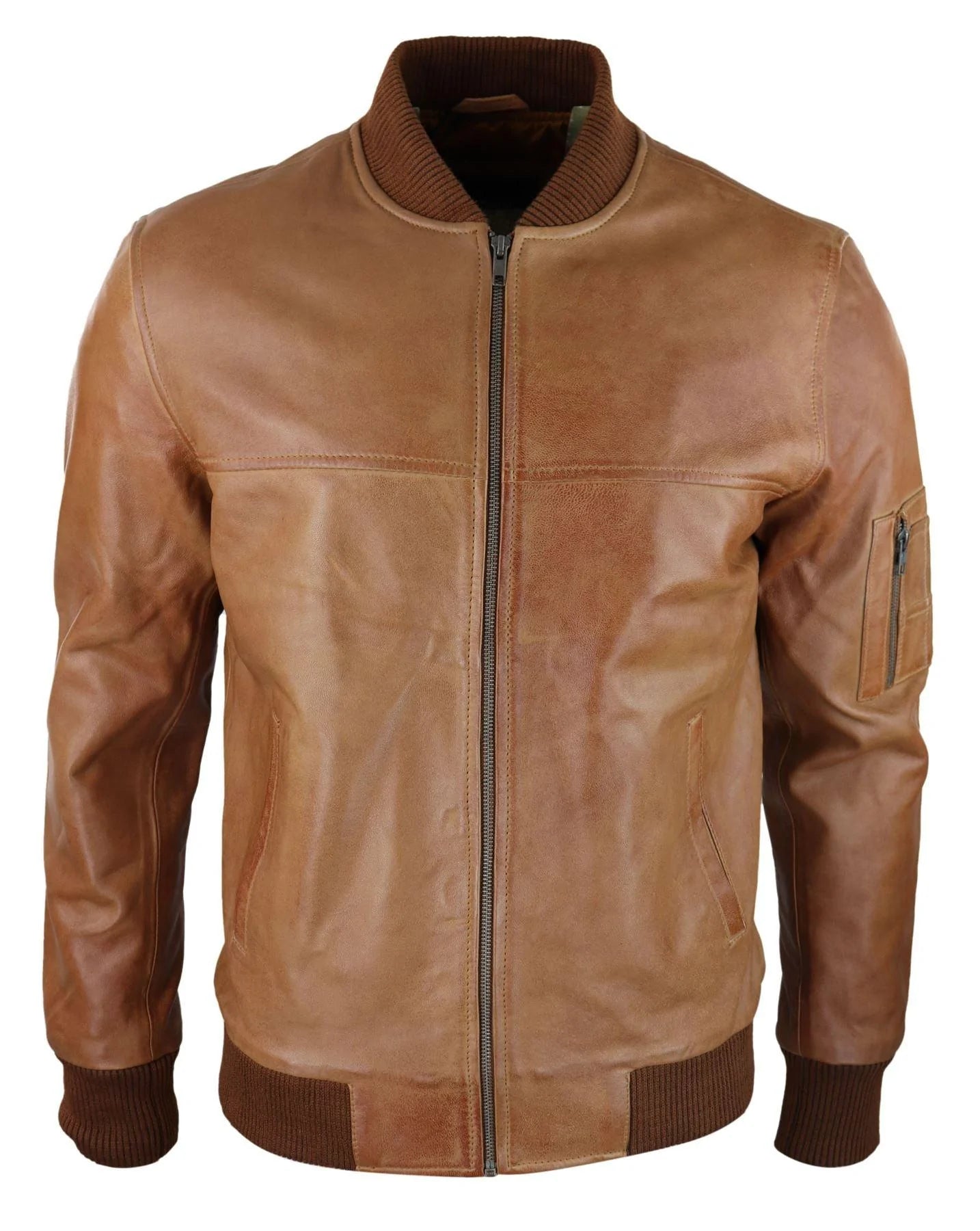 Moška bomber jakna iz pravega usnja, usnjena, priložnostna, vintage, elegantna, rjava