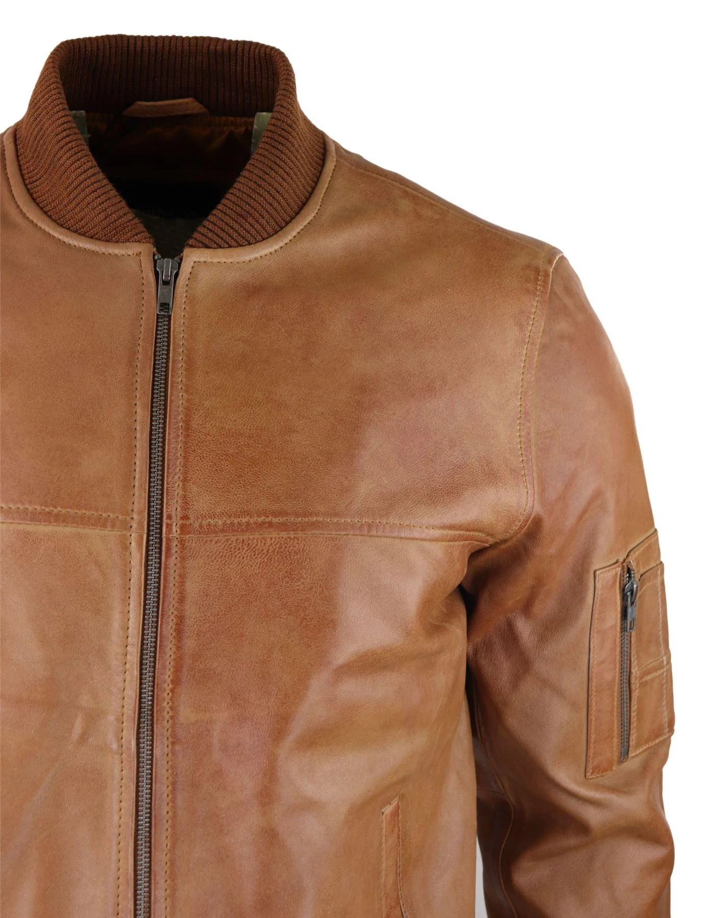 Moška bomber jakna iz pravega usnja, usnjena, priložnostna, vintage, elegantna, rjava