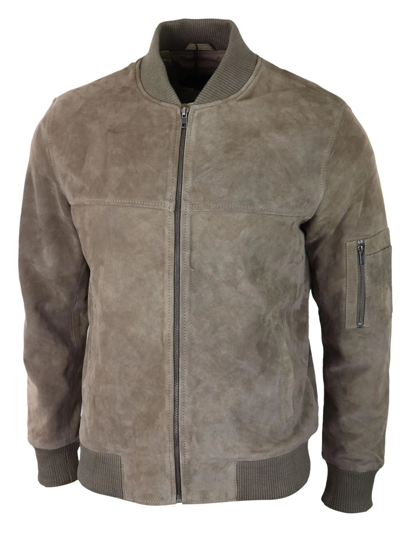 Moška bomber jakna iz pravega semiša, usnjena, priložnostna, Varsity Vintage, elegantna, bež
