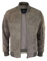 Moška bomber jakna iz pravega semiša, usnjena, priložnostna, Varsity Vintage, elegantna, bež
