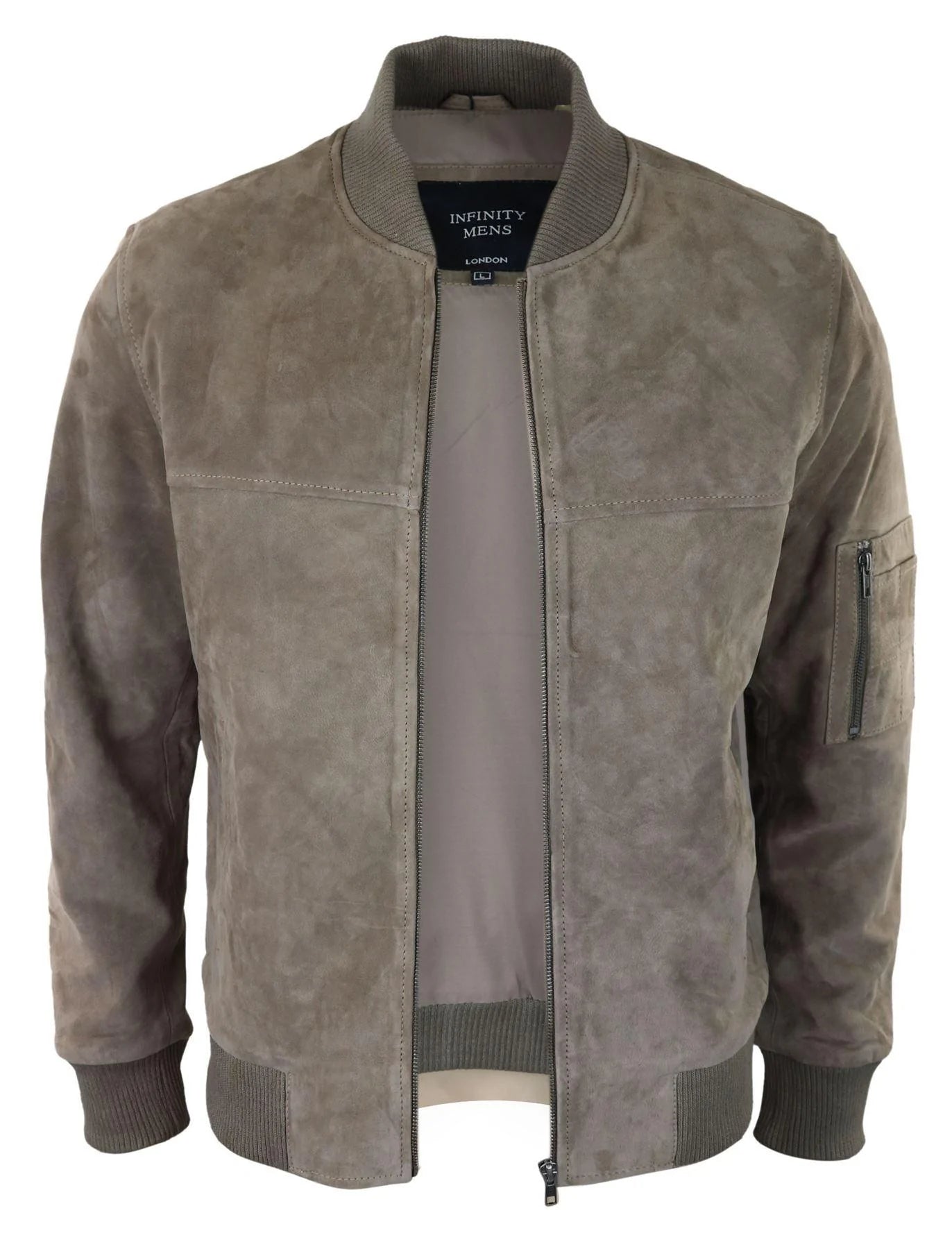 Moška bomber jakna iz pravega semiša, usnjena, priložnostna, Varsity Vintage, elegantna, bež
