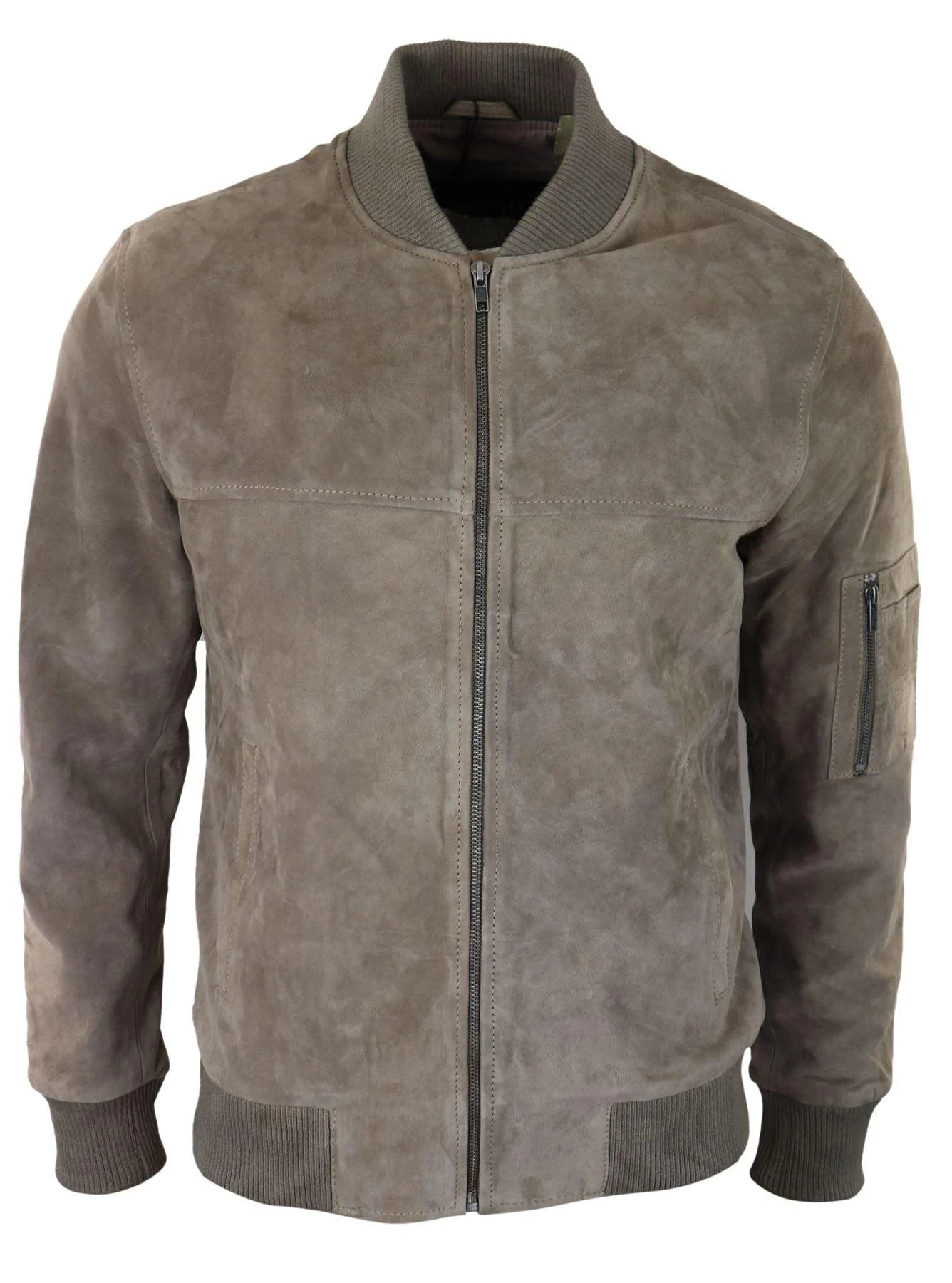 Moška bomber jakna iz pravega semiša, usnjena, priložnostna, Varsity Vintage, elegantna, bež