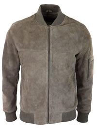Moška bomber jakna iz pravega semiša, usnjena, priložnostna, Varsity Vintage, elegantna, bež