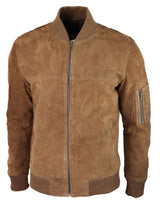 Moška bomber jakna iz pravega semiša, usnjena, priložnostna, Varsity Vintage, elegantna, rjava