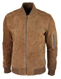 Moška bomber jakna iz pravega semiša, usnjena, priložnostna, Varsity Vintage, elegantna, rjava