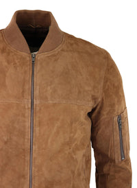 Moška bomber jakna iz pravega semiša, usnjena, priložnostna, Varsity Vintage, elegantna, rjava