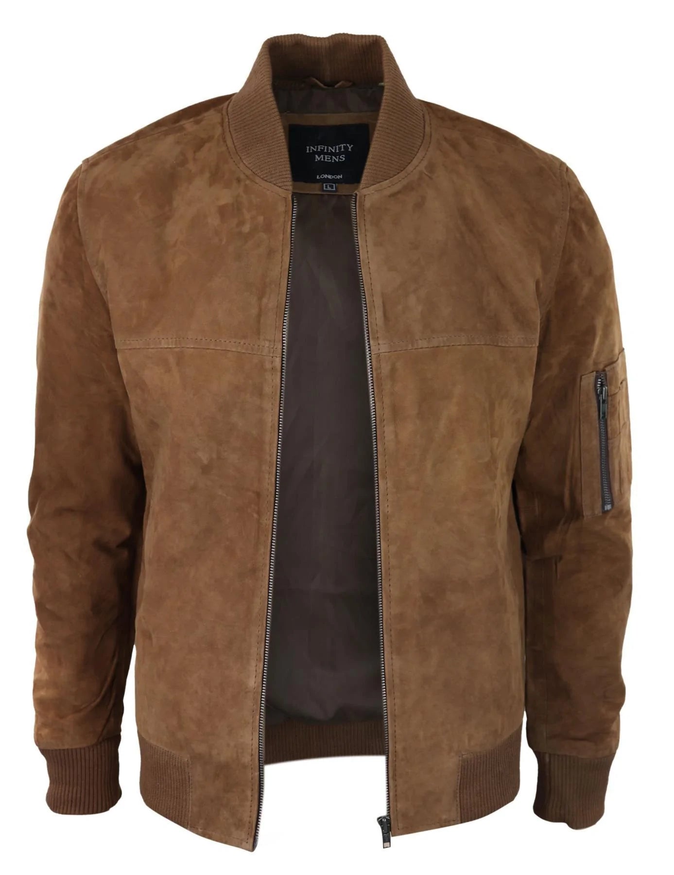 Moška bomber jakna iz pravega semiša, usnjena, priložnostna, Varsity Vintage, elegantna, rjava