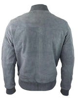 Moška bomber jakna iz pravega semiša, usnjena, priložnostna, Varsity Vintage, elegantna, siva
