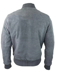Moška bomber jakna iz pravega semiša, usnjena, priložnostna, Varsity Vintage, elegantna, siva