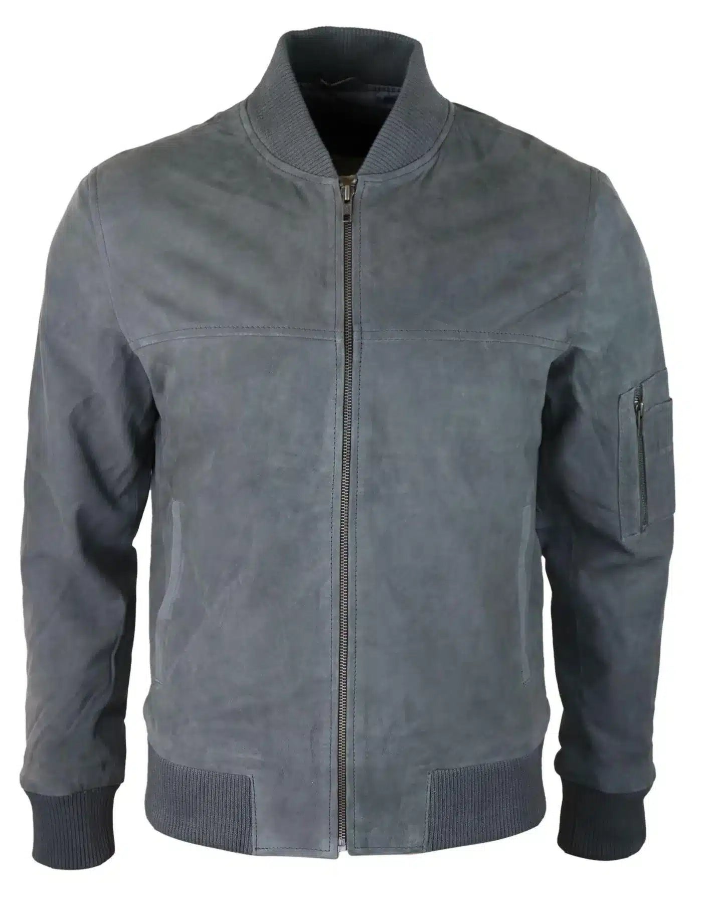 Moška bomber jakna iz pravega semiša, usnjena, priložnostna, Varsity Vintage, elegantna, siva