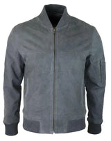 Moška bomber jakna iz pravega semiša, usnjena, priložnostna, Varsity Vintage, elegantna, siva