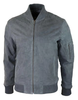 Moška bomber jakna iz pravega semiša, usnjena, priložnostna, Varsity Vintage, elegantna, siva