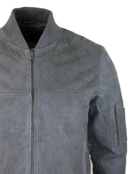 Moška bomber jakna iz pravega semiša, usnjena, priložnostna, Varsity Vintage, elegantna, siva