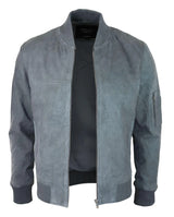 Moška bomber jakna iz pravega semiša, usnjena, priložnostna, Varsity Vintage, elegantna, siva