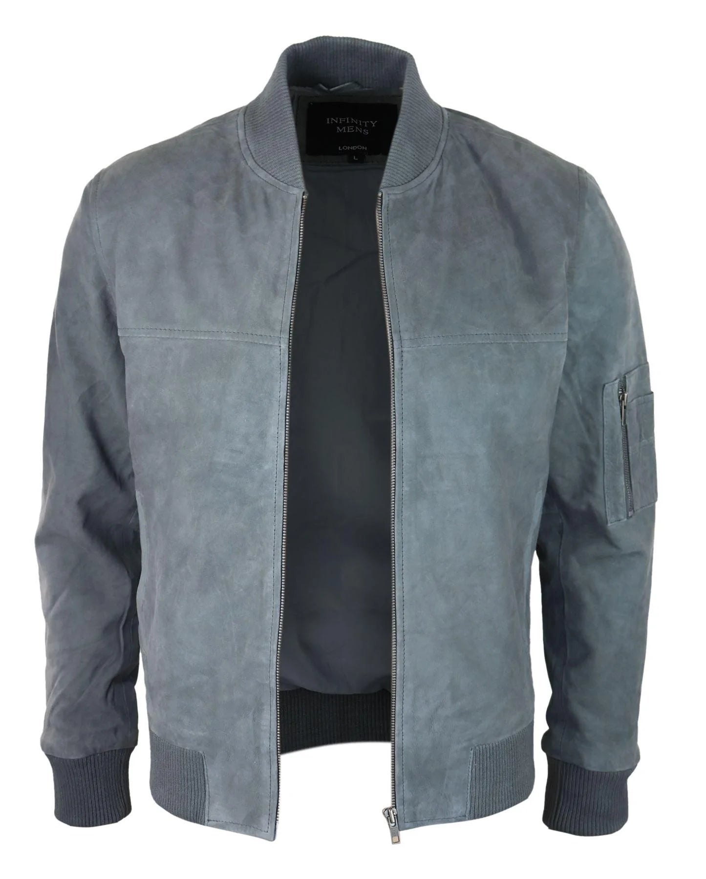 Moška bomber jakna iz pravega semiša, usnjena, priložnostna, Varsity Vintage, elegantna, siva
