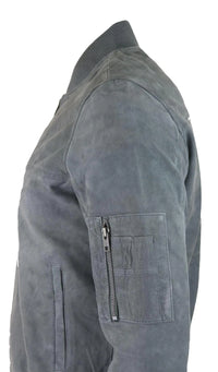 Moška bomber jakna iz pravega semiša, usnjena, priložnostna, Varsity Vintage, elegantna, siva