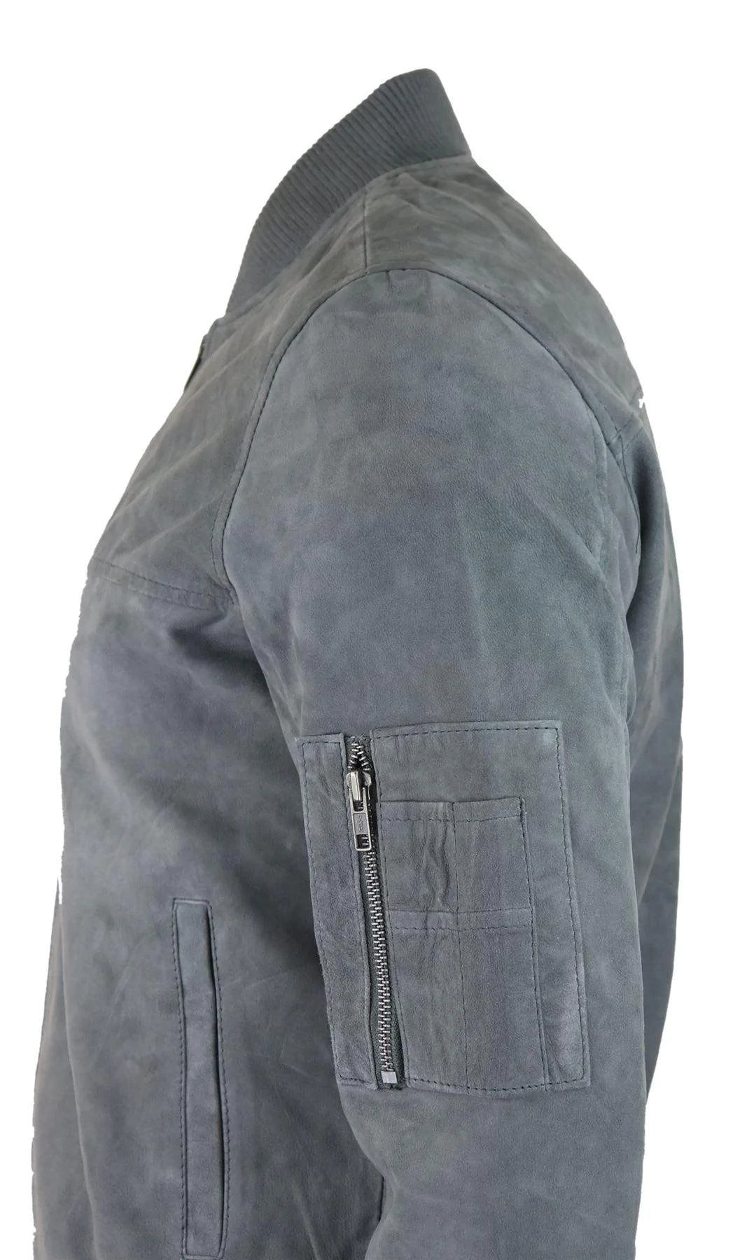 Moška bomber jakna iz pravega semiša, usnjena, priložnostna, Varsity Vintage, elegantna, siva