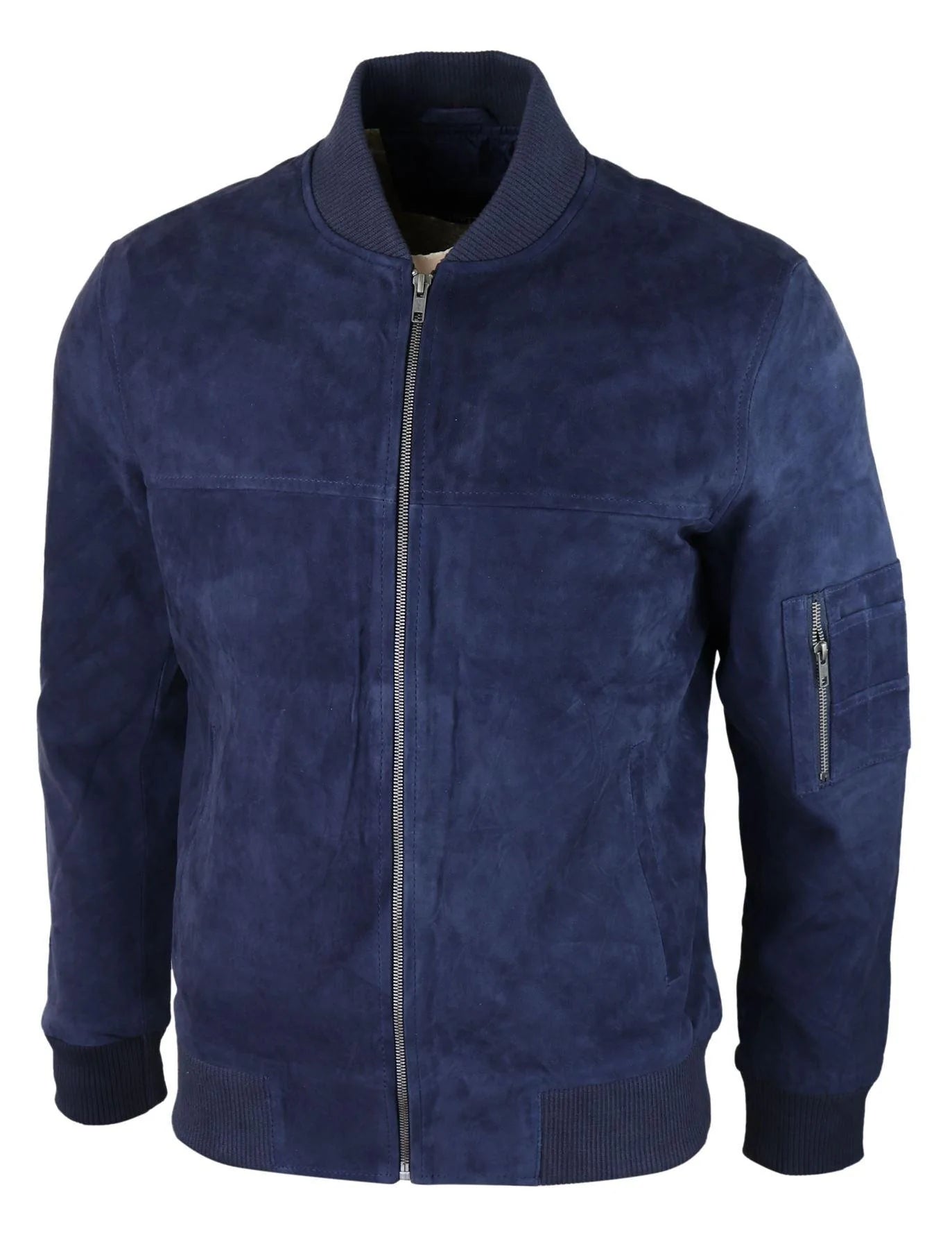 Moška bomber jakna iz pravega semiša, usnjena, priložnostna, Varsity Vintage, elegantna, mornarsko modra