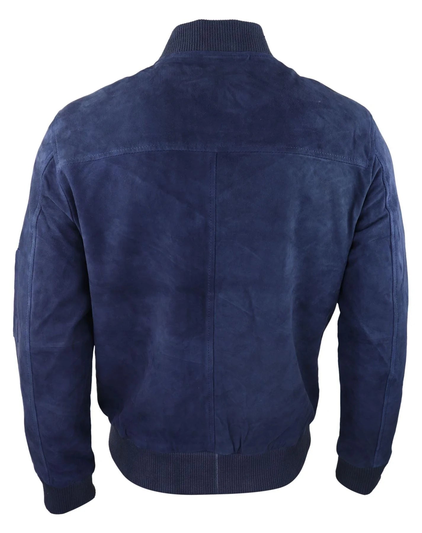 Moška bomber jakna iz pravega semiša, usnjena, priložnostna, Varsity Vintage, elegantna, mornarsko modra