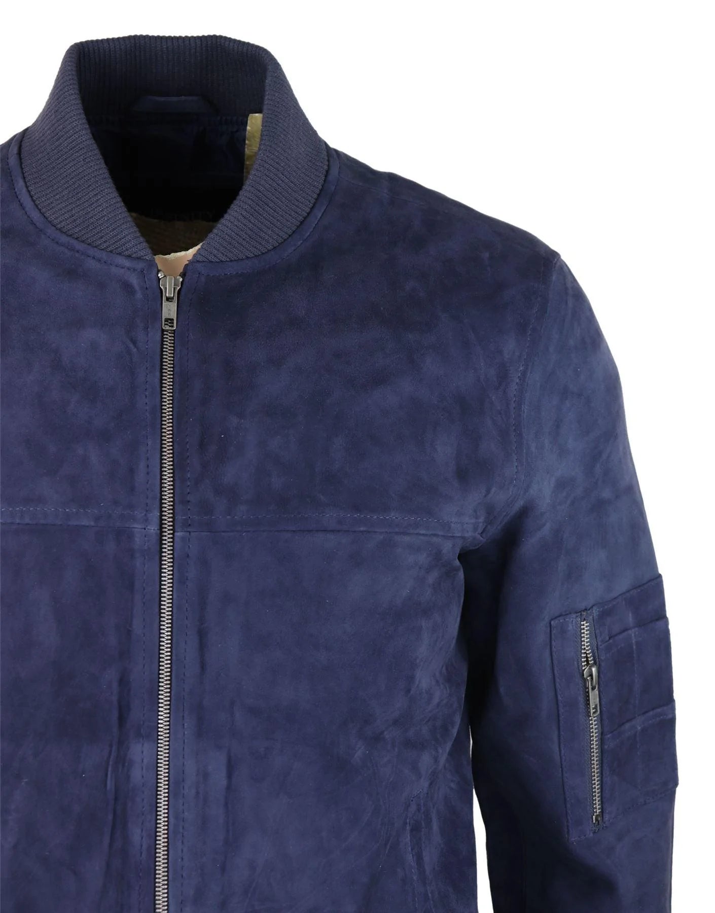 Moška bomber jakna iz pravega semiša, usnjena, priložnostna, Varsity Vintage, elegantna, mornarsko modra