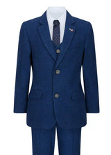Fantovski 3-delni volneni komplet iz modrega tvida, vintage klasičen telovnik s 4 žepi iz 20. let prejšnjega stoletja