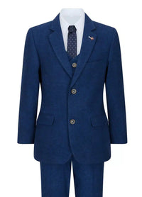 Fantovski 3-delni volneni komplet iz modrega tvida, vintage klasičen telovnik s 4 žepi iz 20. let prejšnjega stoletja