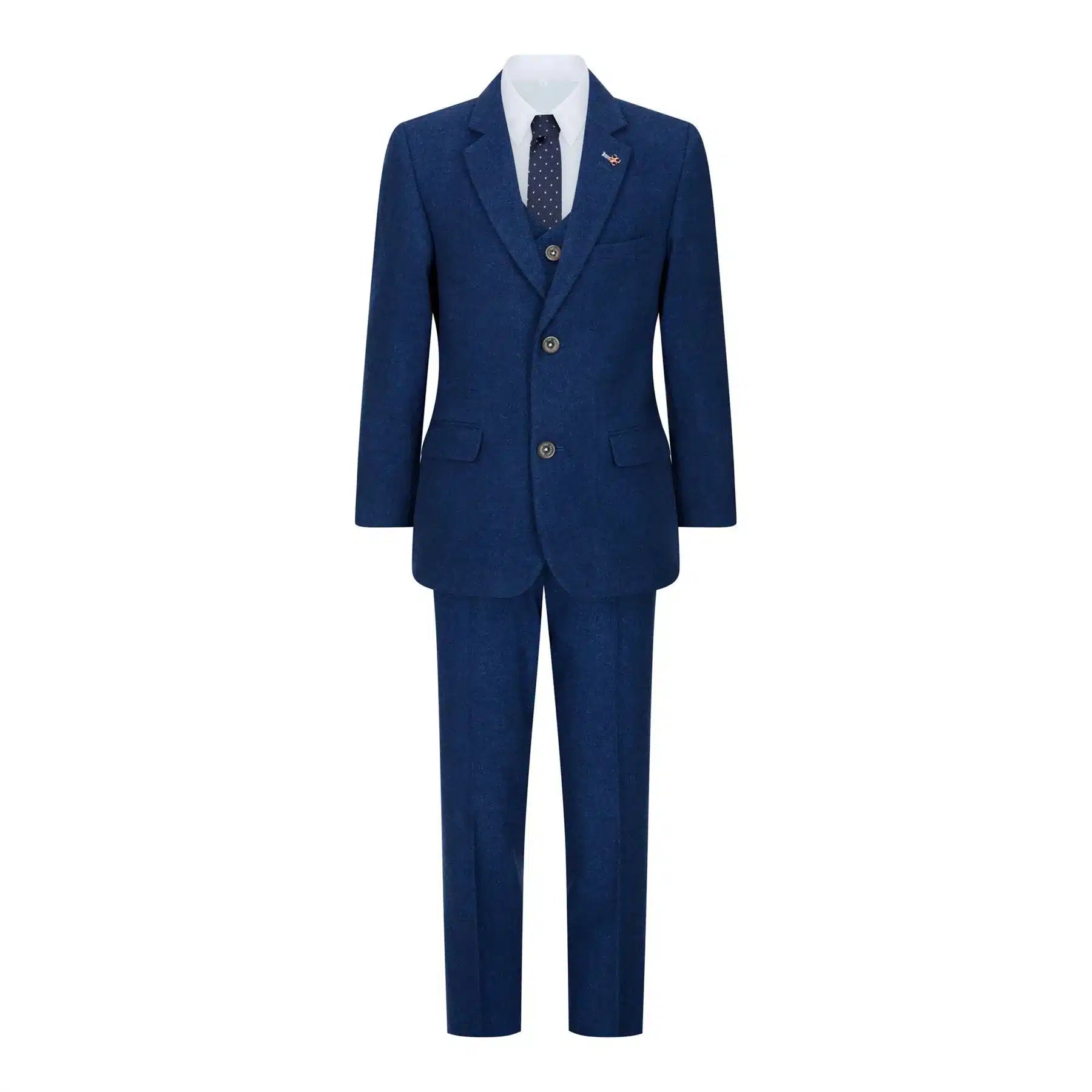 Fantovski 3-delni volneni komplet iz modrega tvida, vintage klasičen telovnik s 4 žepi iz 20. let prejšnjega stoletja