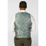 Oscar - Moška 3-delna olivno zelena obleka iz mešanice volne in tvida