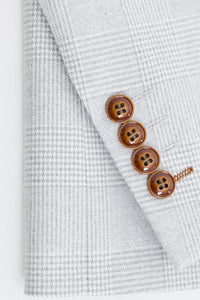 Moška siva trojna obleka iz tvida z rjavimi robovi in sivim kamnom Mark za poroke in maturantske plese