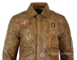 Moška pilotska bomber jakna Aviator Flying Pilot Vintage v rjavi barvi s snemljivim črnim krznenim ovratnikom - rjava