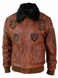 Moška pilotska bomber jakna Flying Pilot Vintage Tan z odstranljivim črnim krznenim ovratnikom - Nevada Timber