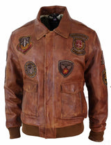 Moška pilotska bomber jakna Flying Pilot Vintage Tan z odstranljivim črnim krznenim ovratnikom - Nevada Timber